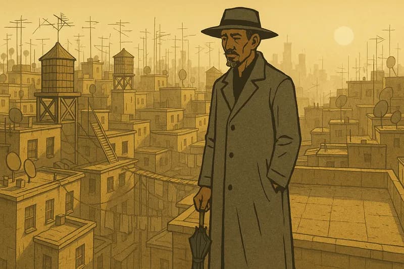 A studio render of tall, standing in Rooftop Walk, drawn in the Key Line hand