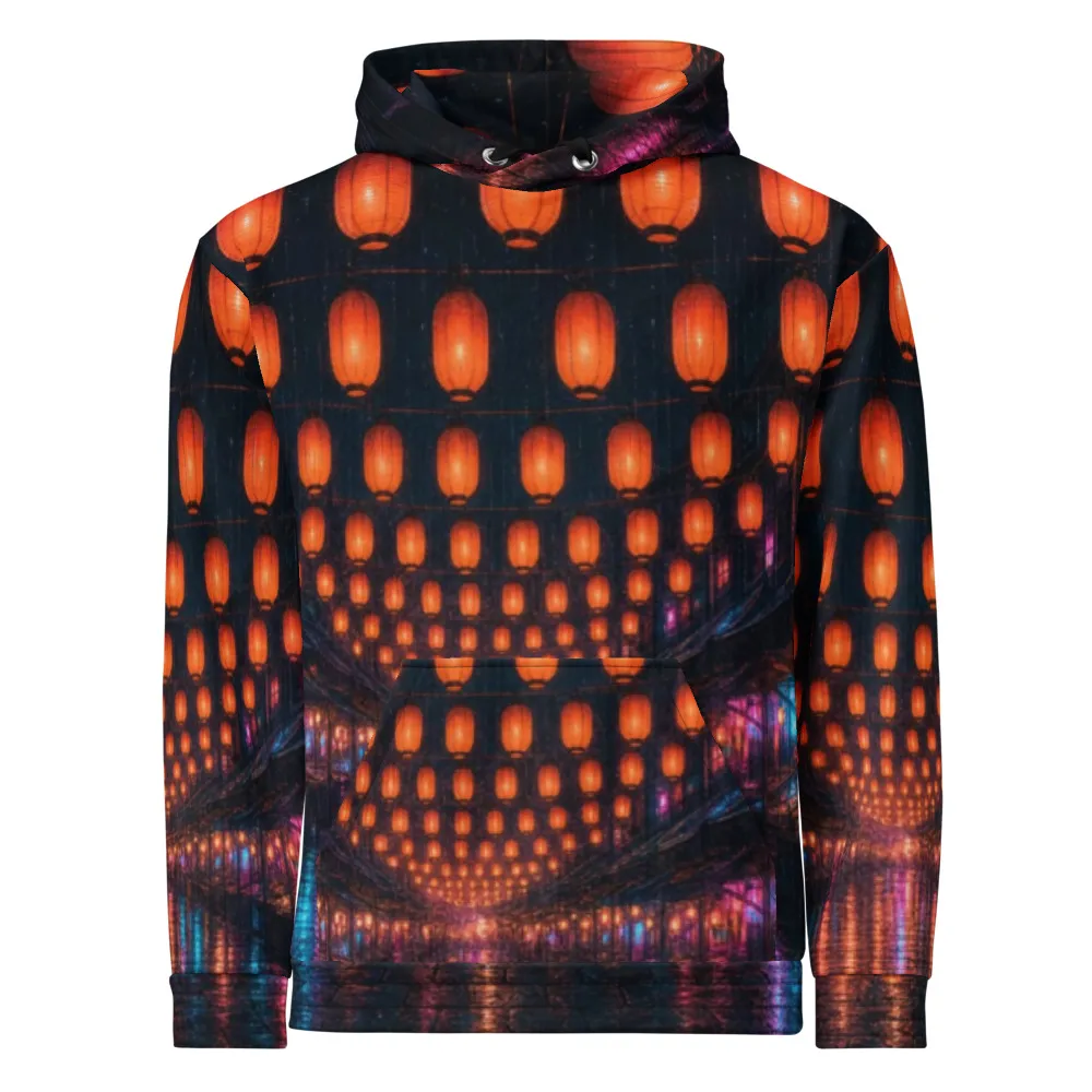All-over hoodie printed with lantern market in the neonrain hand