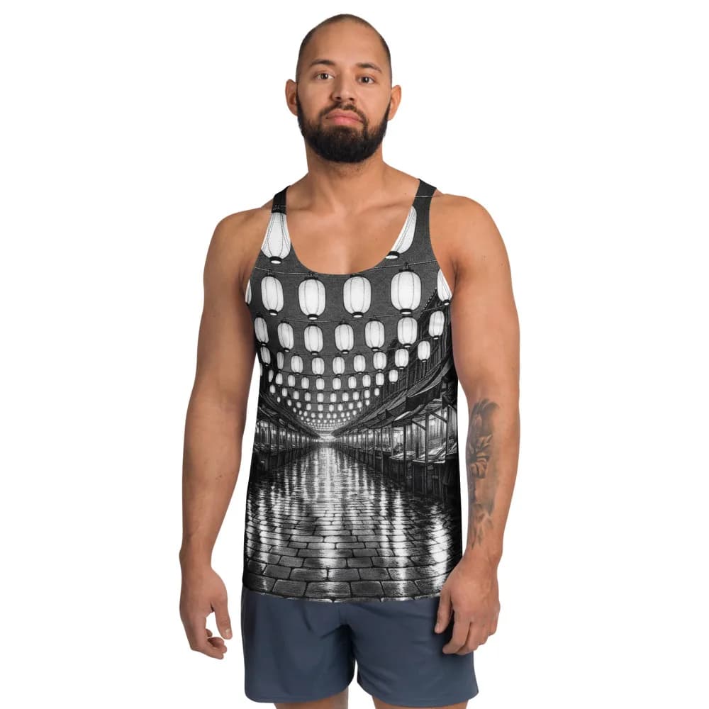 Men's tank, Dusk Market, Screentone