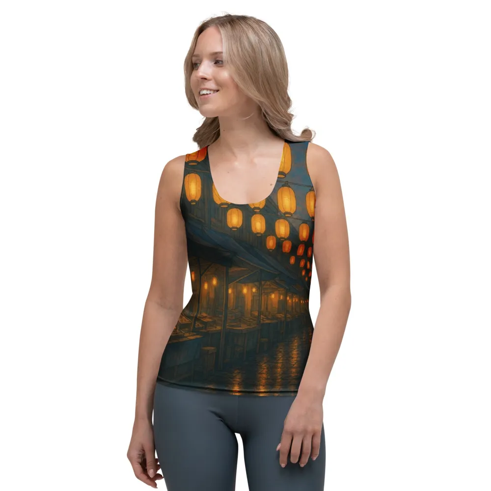Women's tank printed with Dusk Market in the Twelve Colours hand