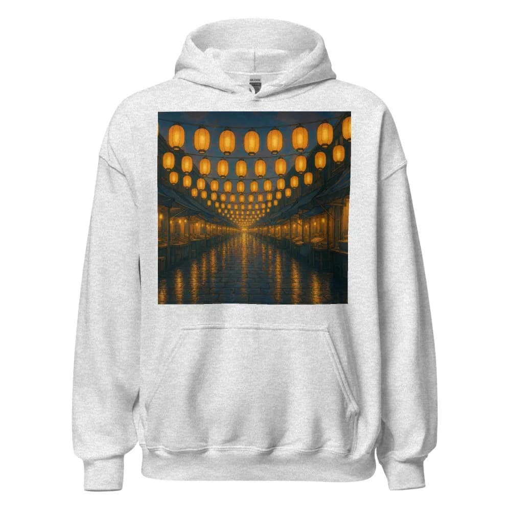 Printed hoodie printed with Dusk Market in the Twelve Colours hand