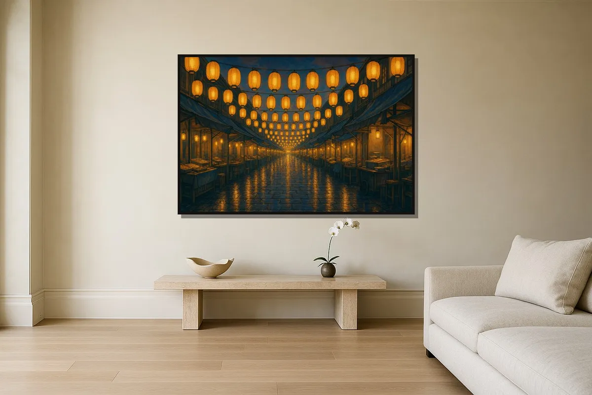Float-framed canvas printed in the Twelve Colours hand