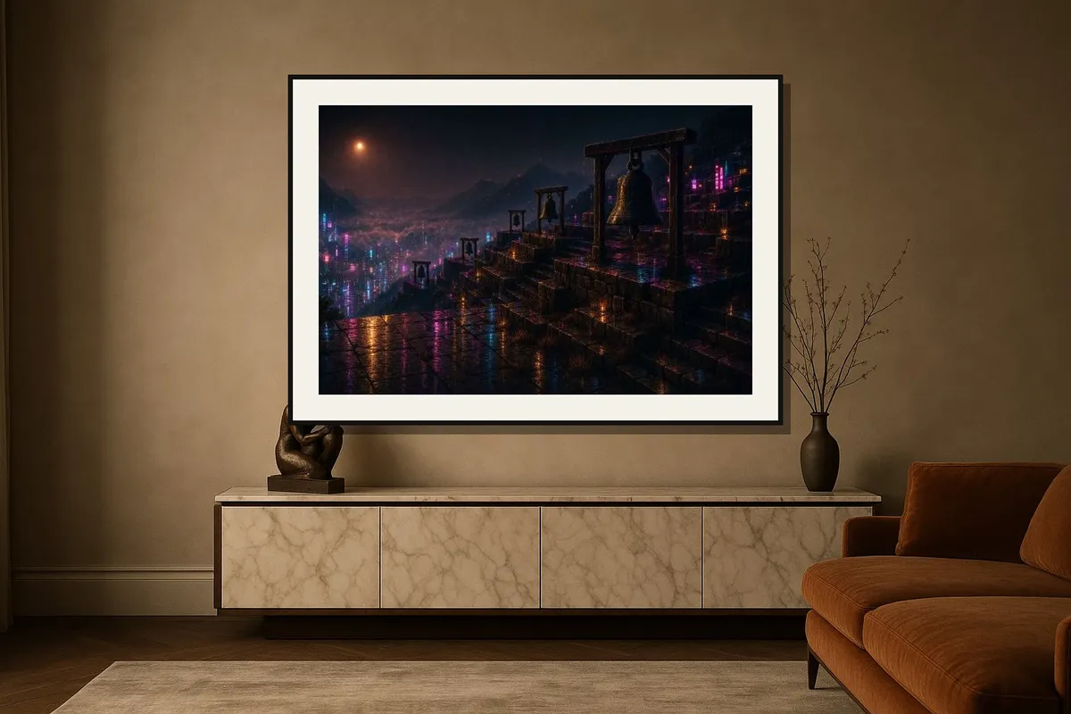 Archival print, Terrace of Bells, Wet Street