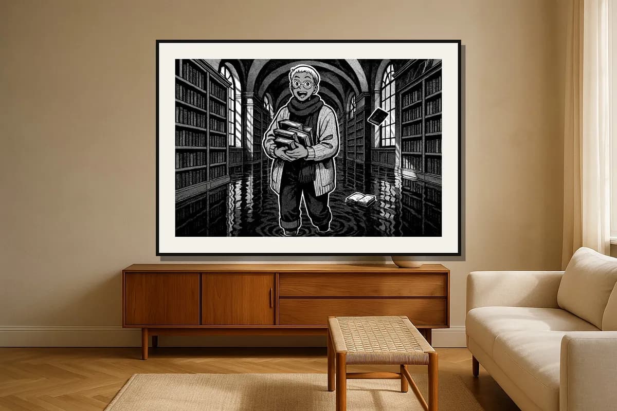 Archival print, Drowned Library, Screentone
