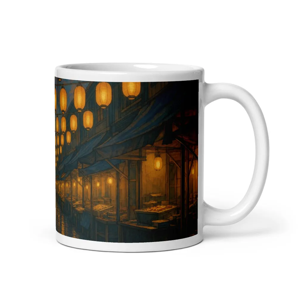 Photo mug printed with Dusk Market in the Twelve Colours hand