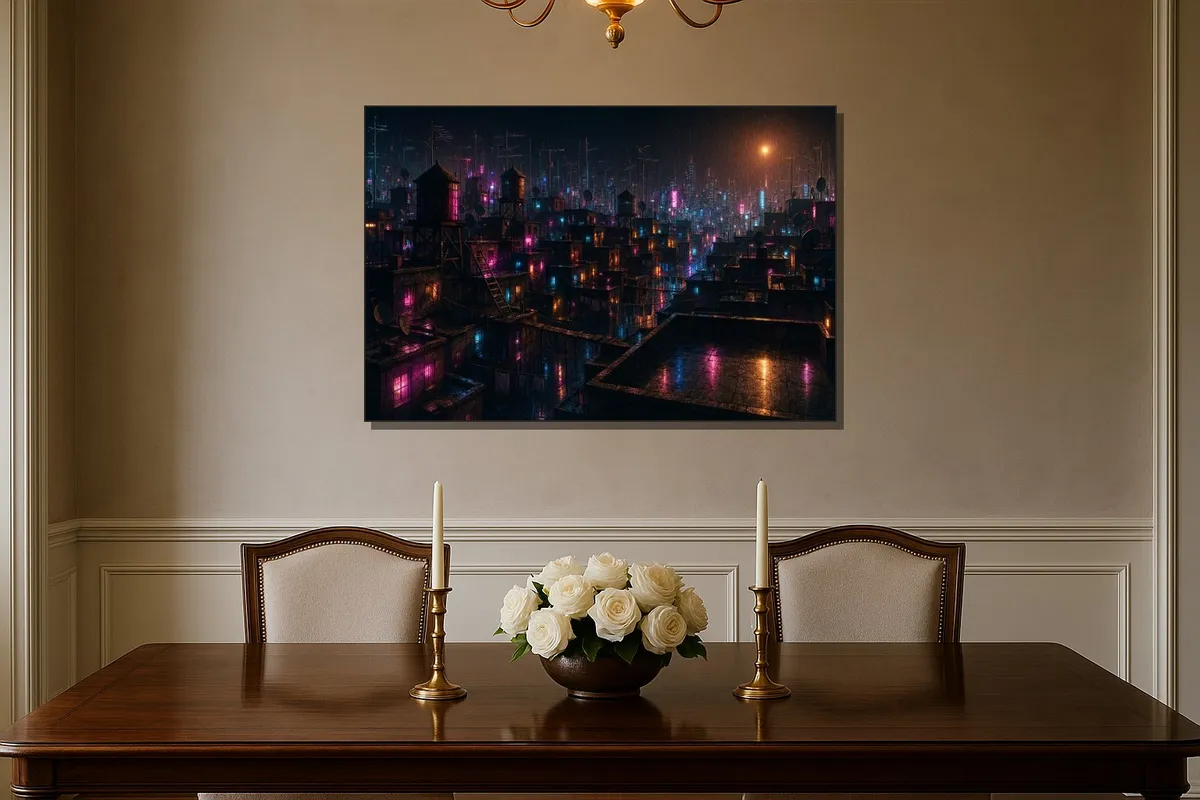 Stretched canvas printed in the Wet Street hand
