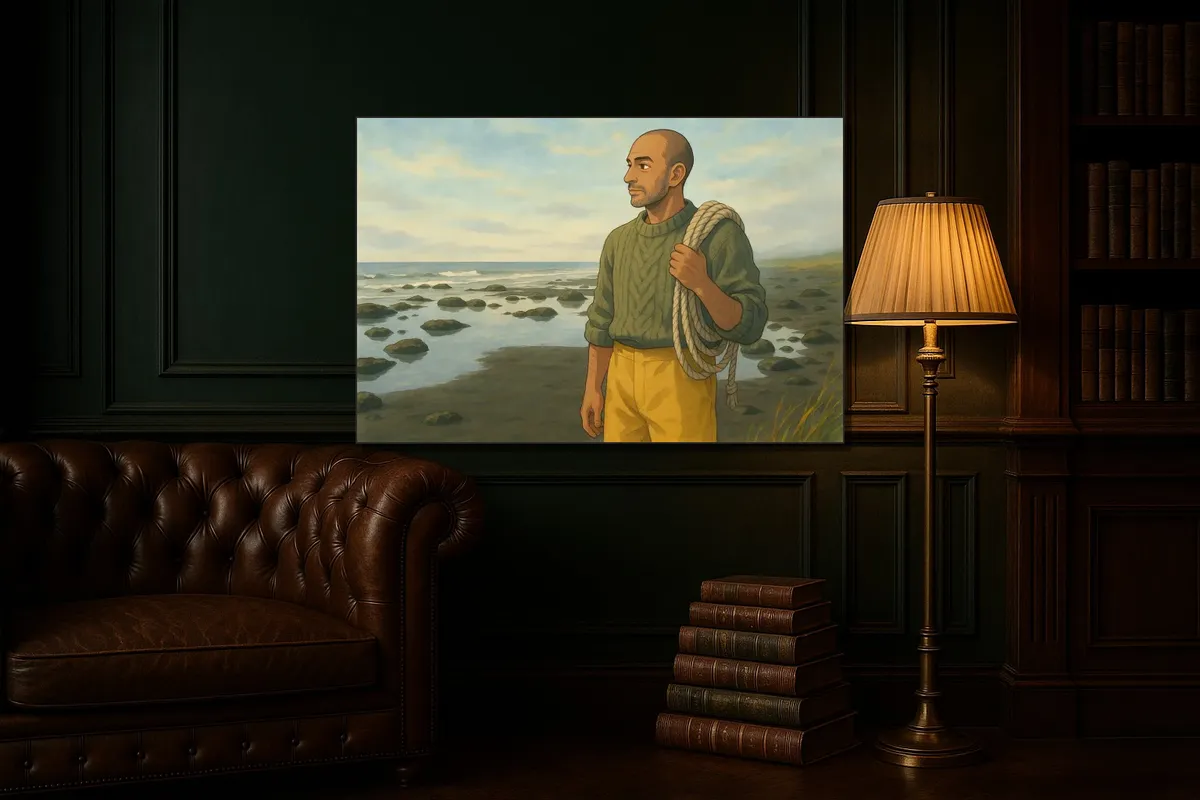 Stretched canvas printed with saltglass coast in the pastoral hand