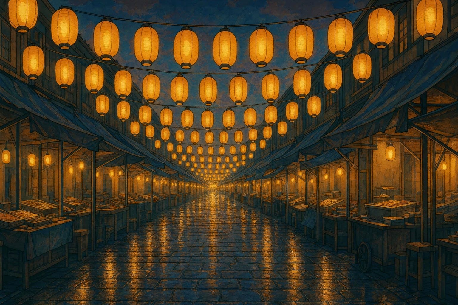 Dusk Market in the Twelve Colours hand
