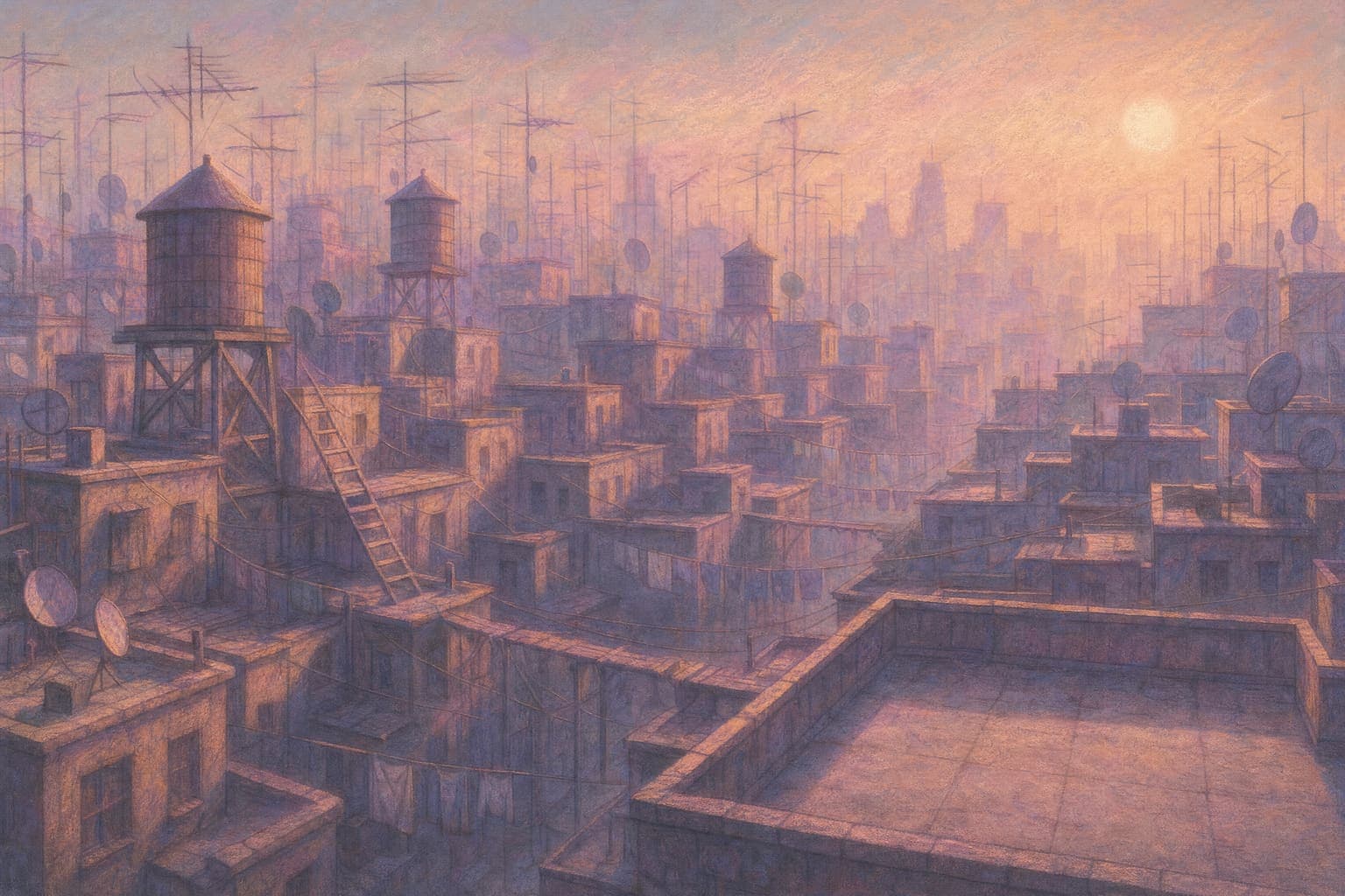Rooftop Walk — Pastel Dusk