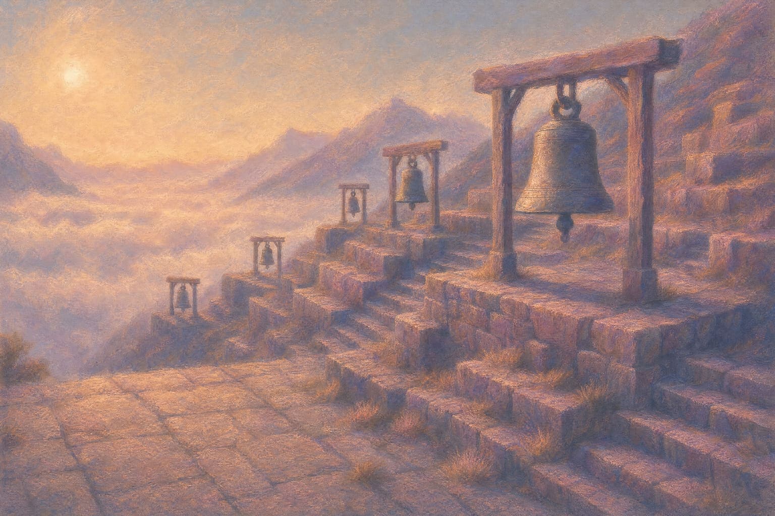 Terrace of Bells — Pastel Dusk