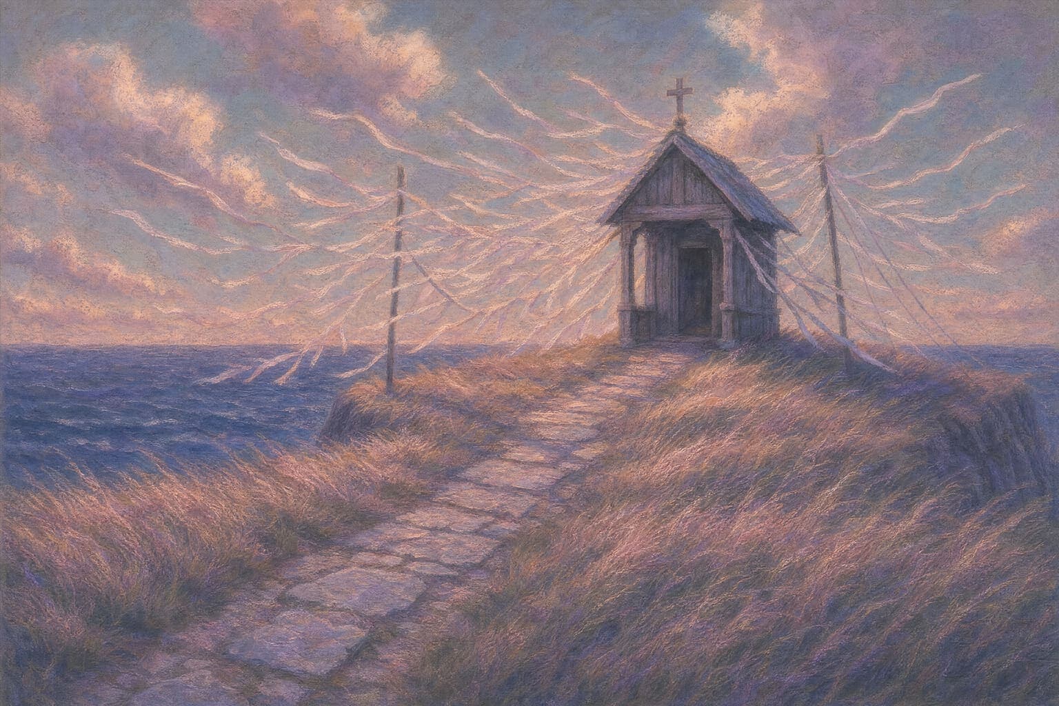 Headland Shrine — Pastel Dusk