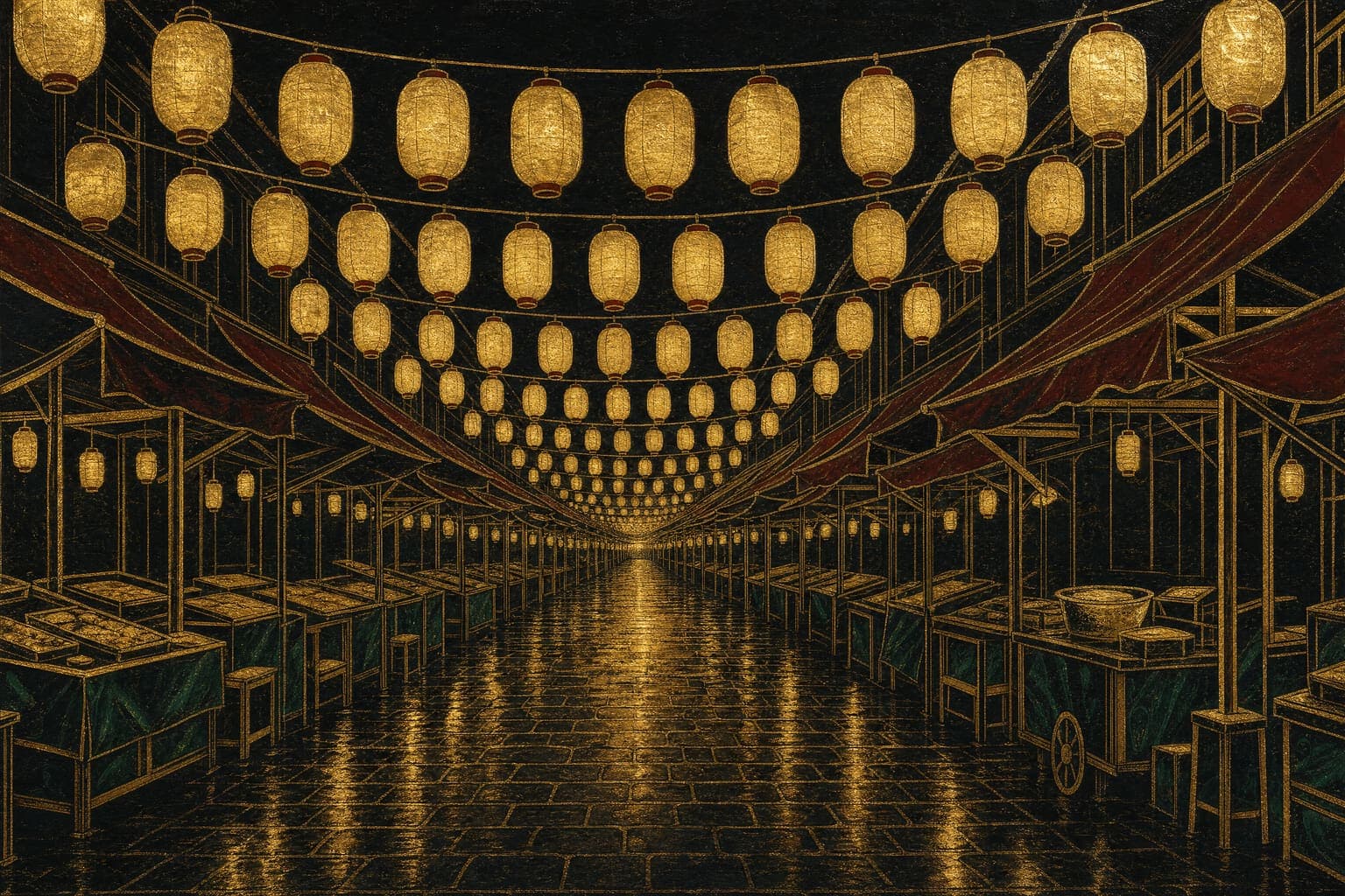 Dusk Market in the Gilt Night hand