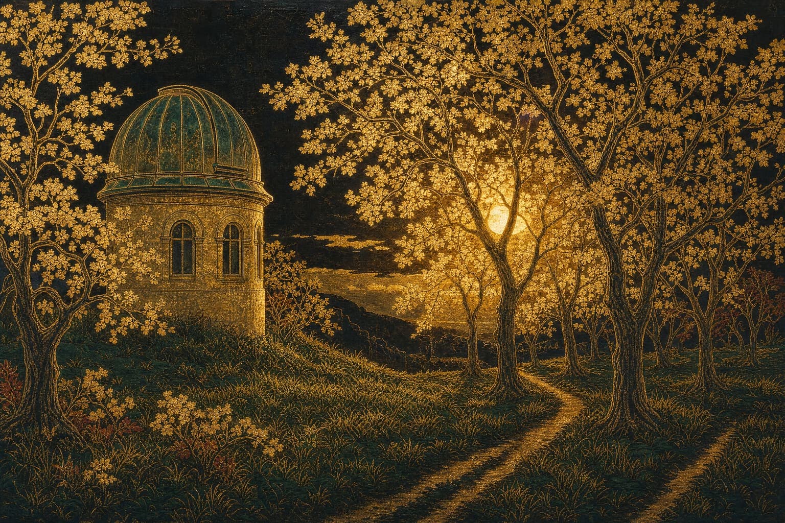 Telescope Orchard in the Gilt Night hand