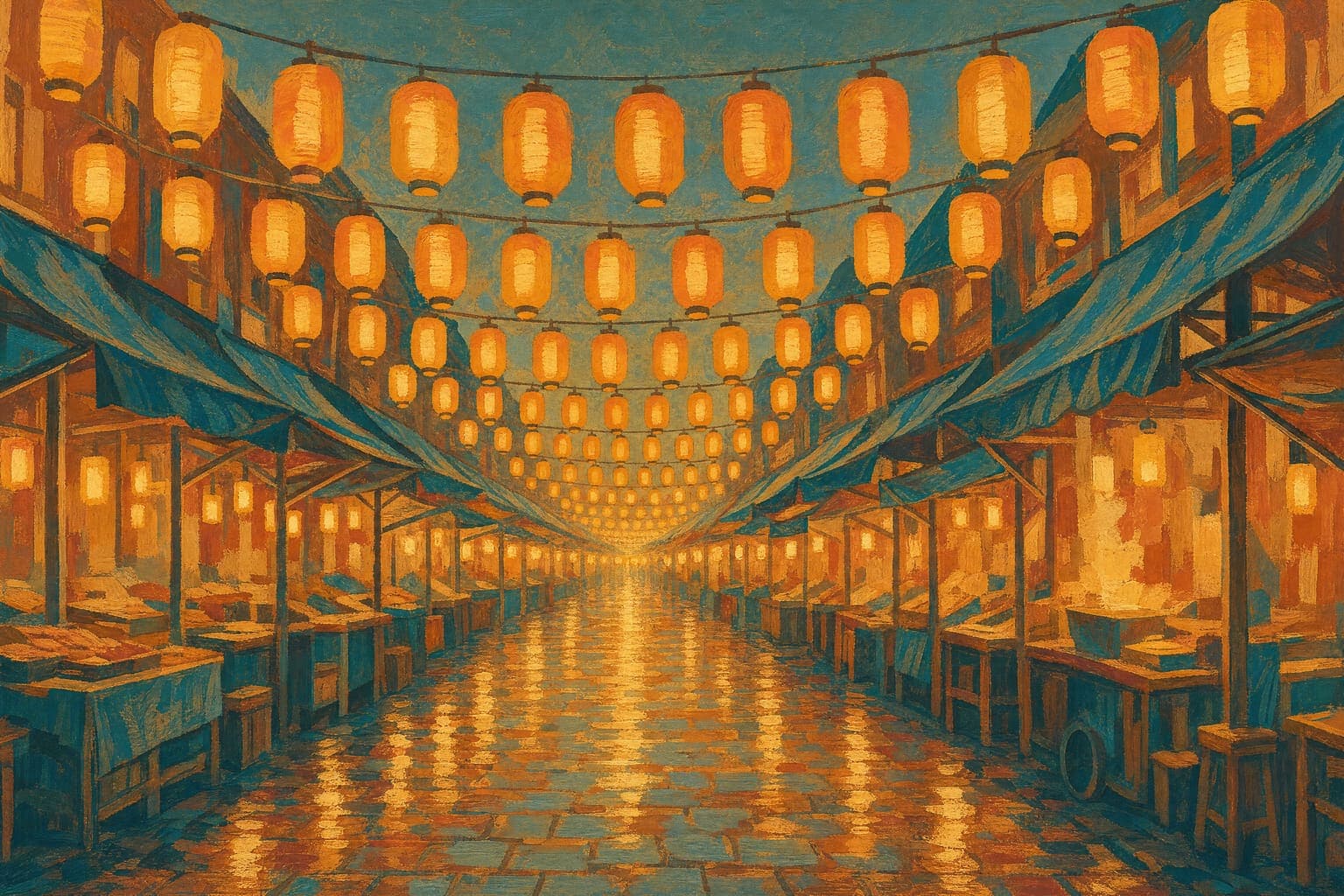 Dusk Market — Poster Paint