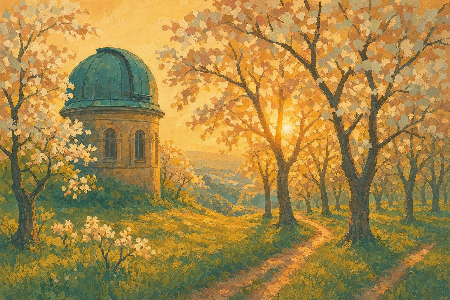 Telescope Orchard, drawn in the Poster Paint hand