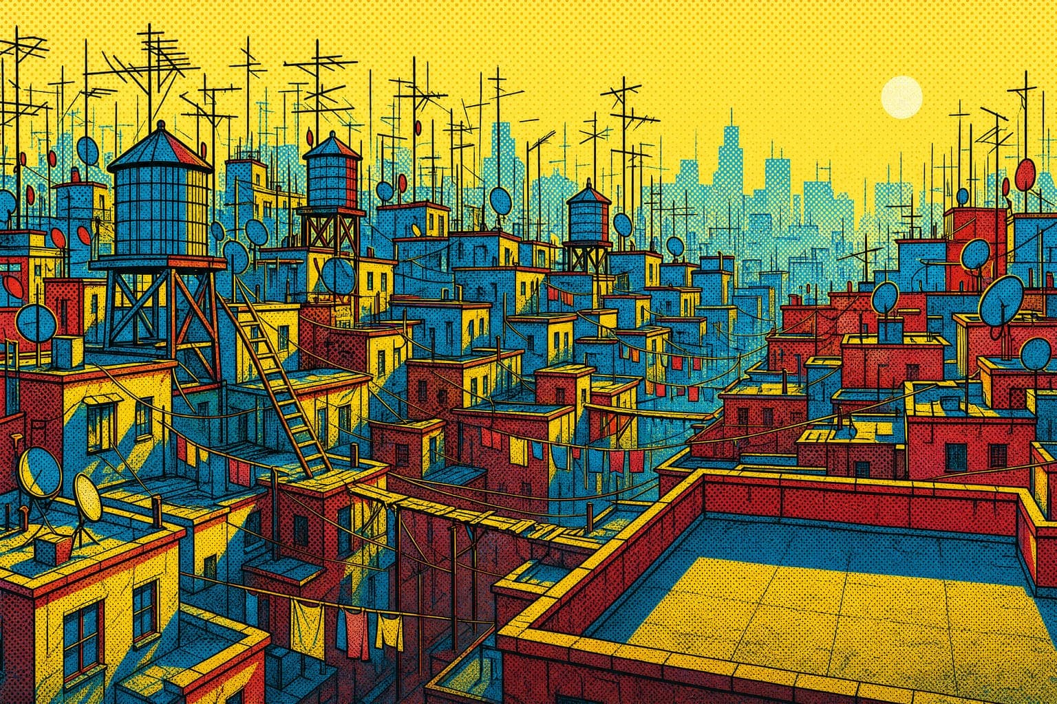 Rooftop Walk in the Halftone Pop hand