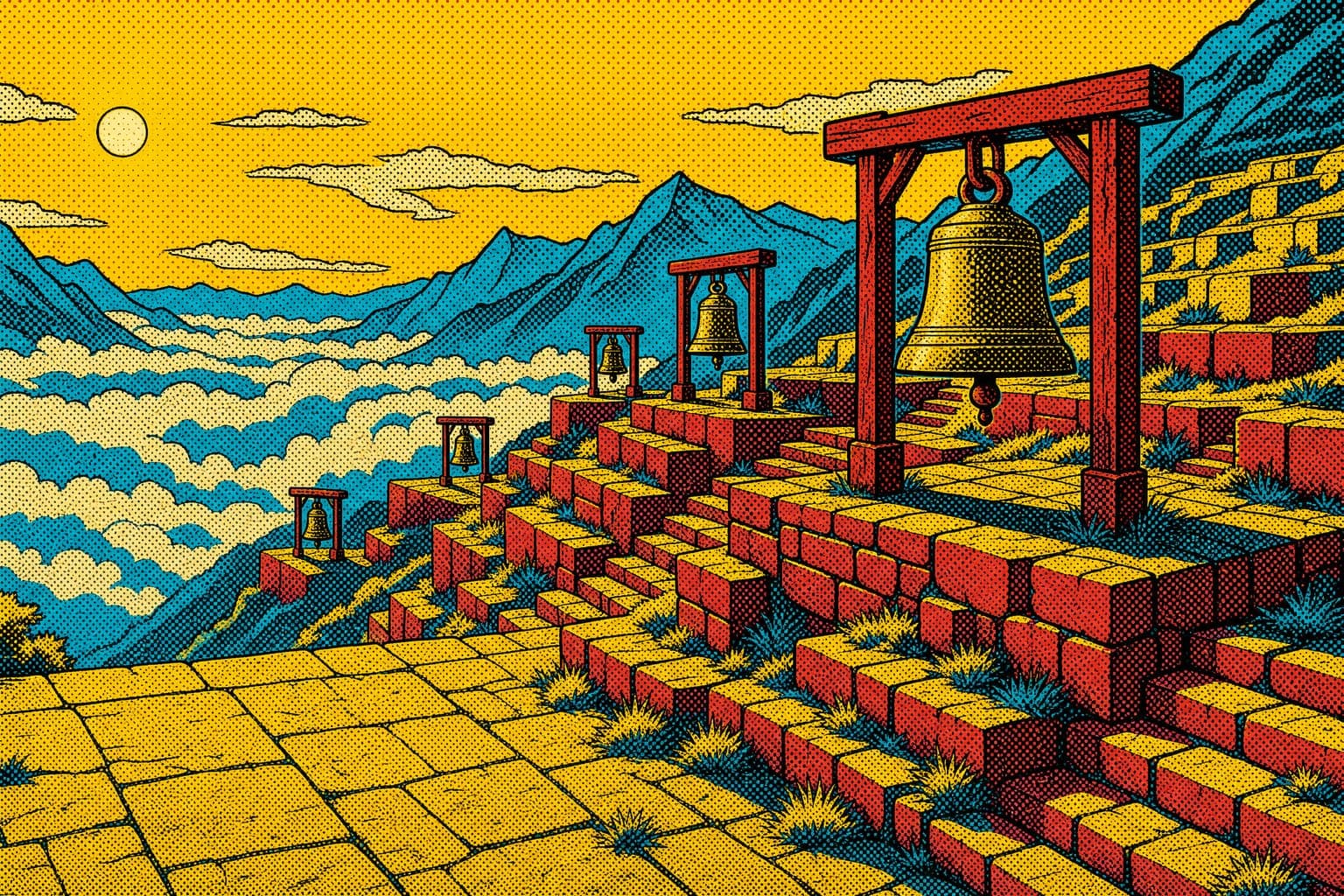 Terrace of Bells in the Halftone Pop hand