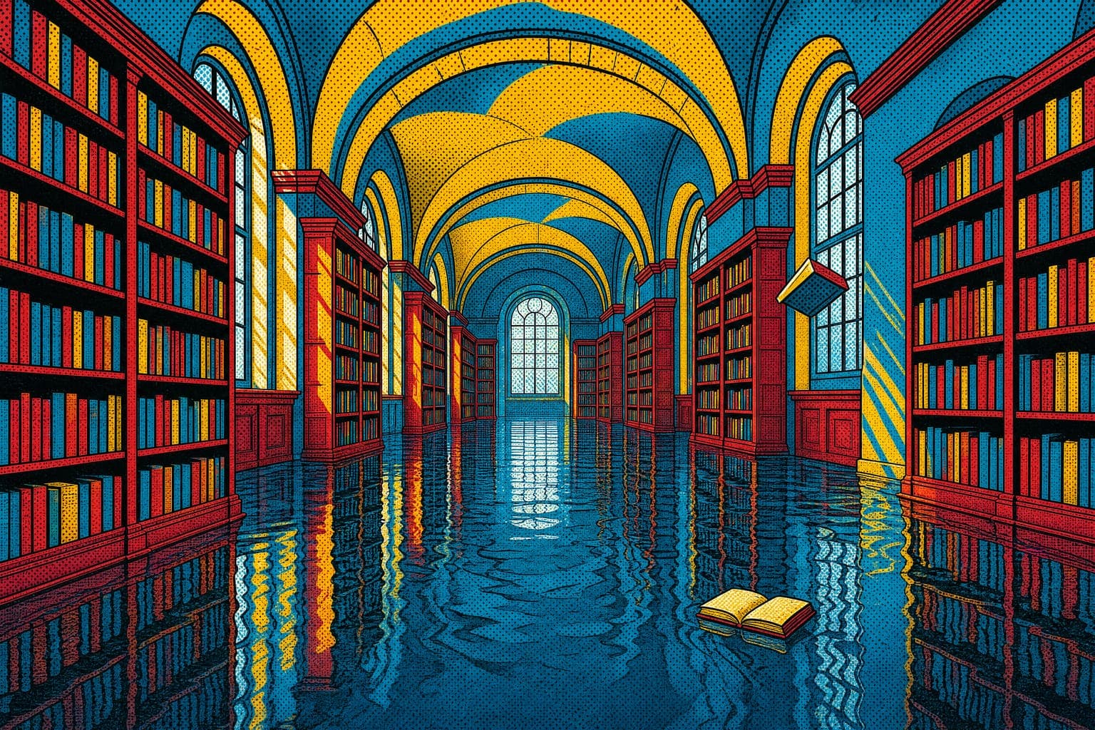Drowned Library in the Halftone Pop hand