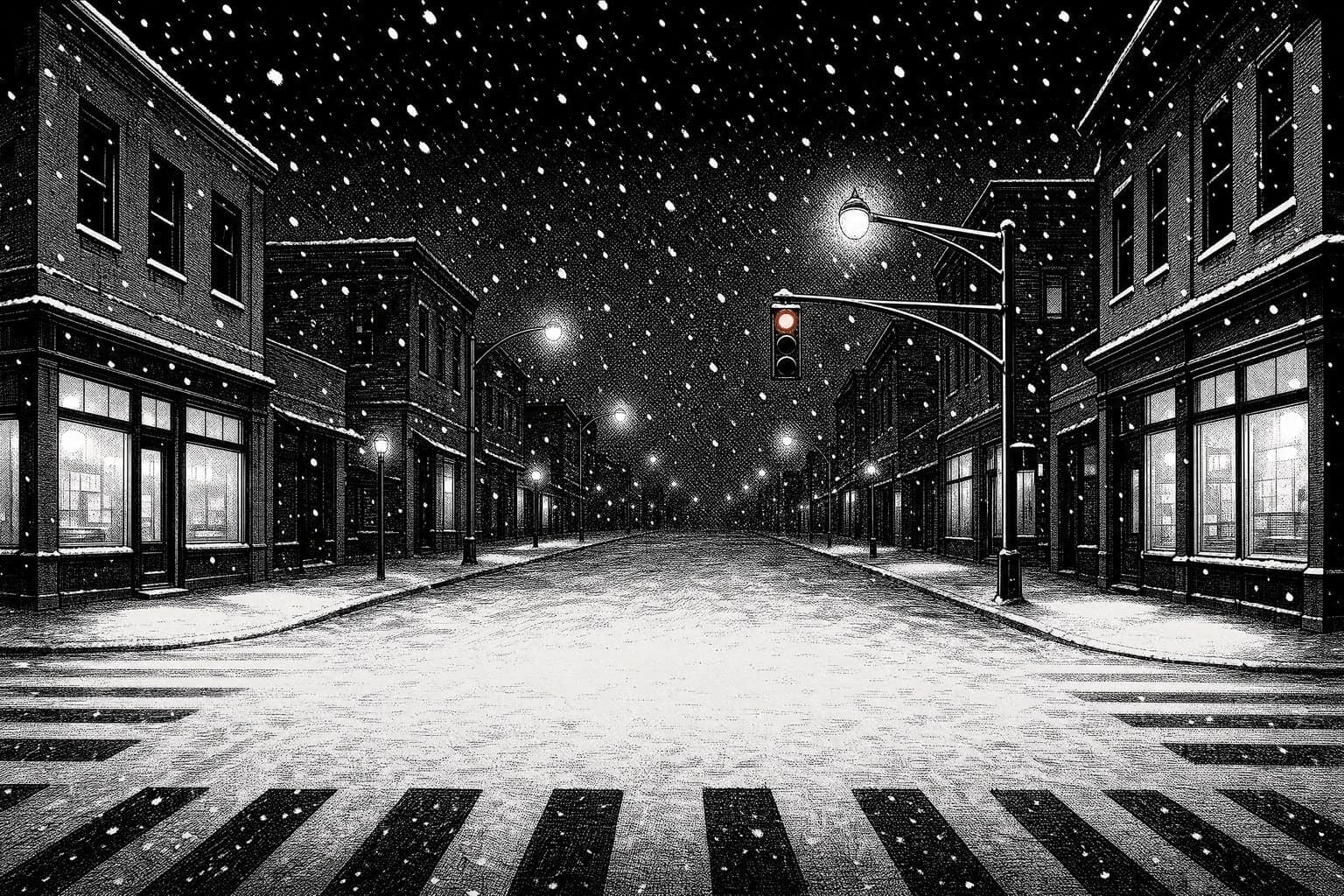 First Snow Crossing in the Screentone hand