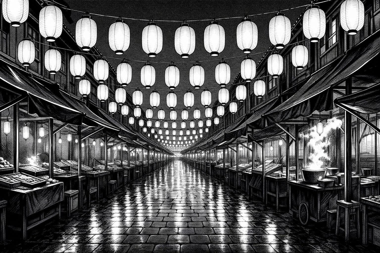 Dusk Market in the Screentone hand