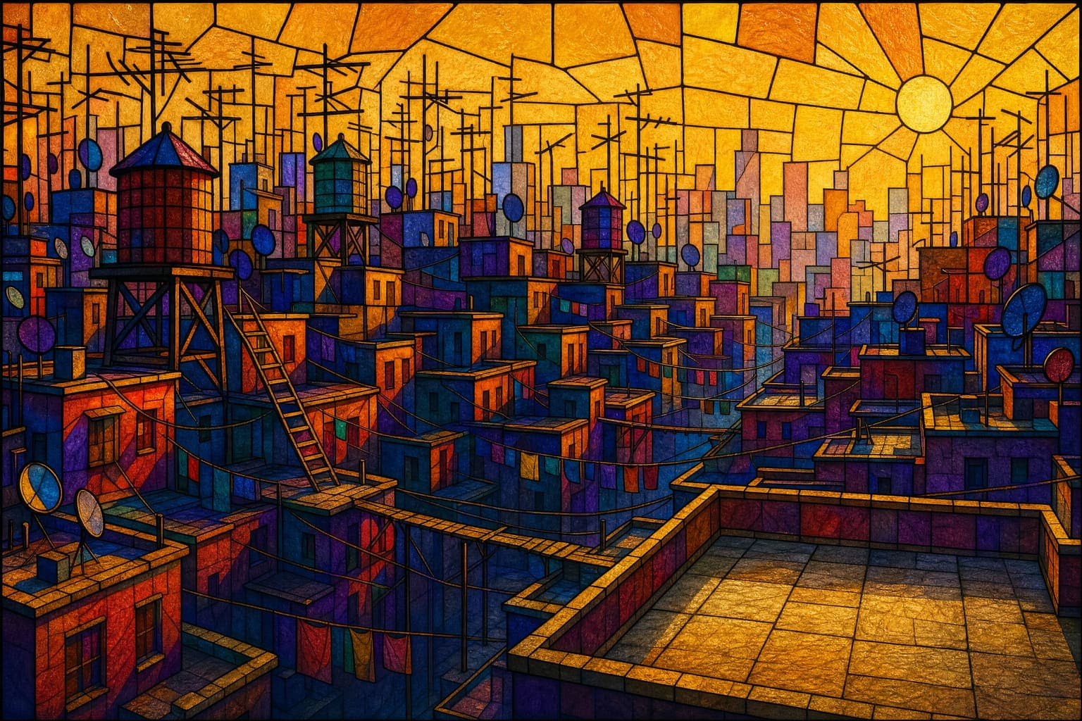 Rooftop Walk — Leaded Glass