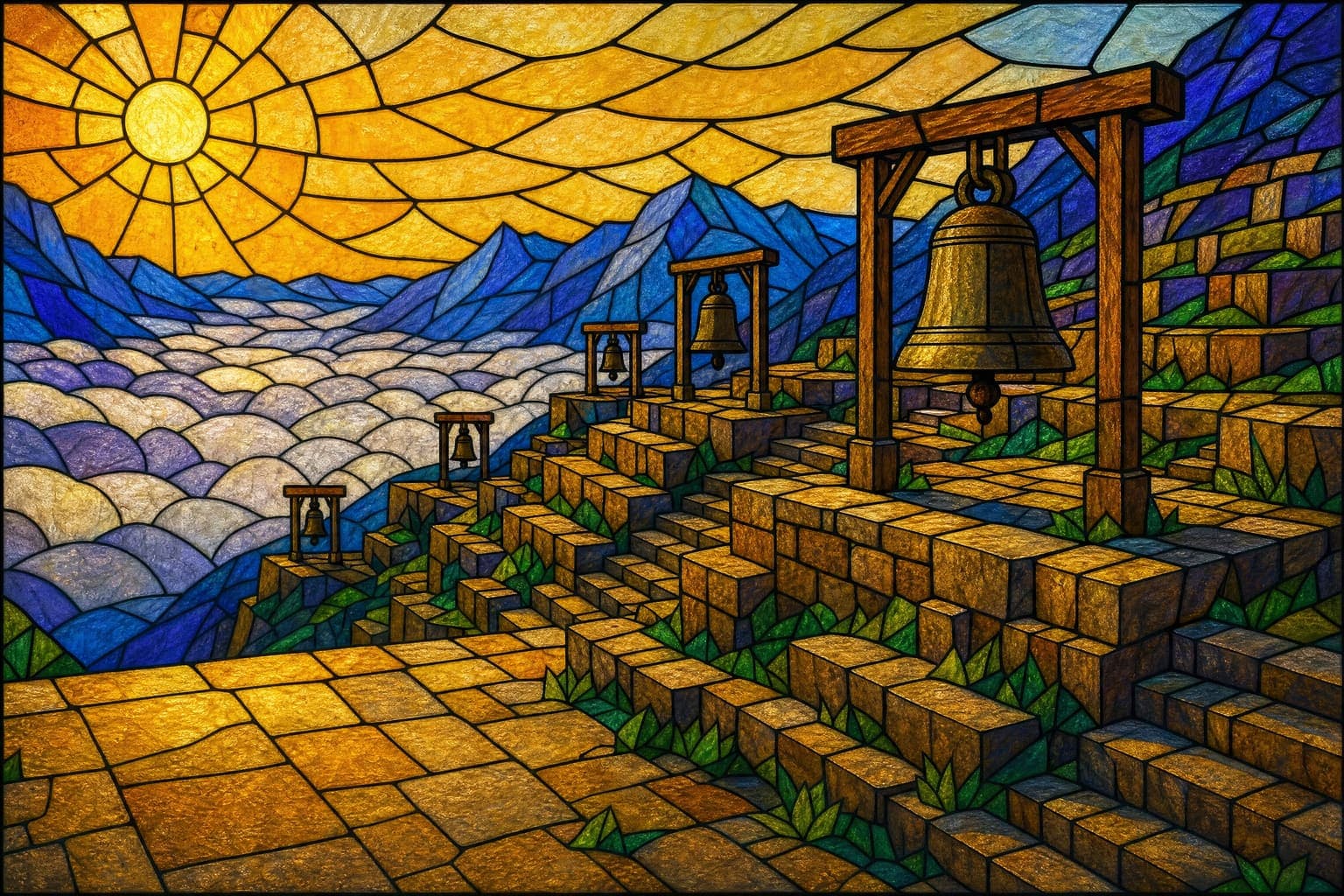Terrace of Bells in the Leaded Glass hand
