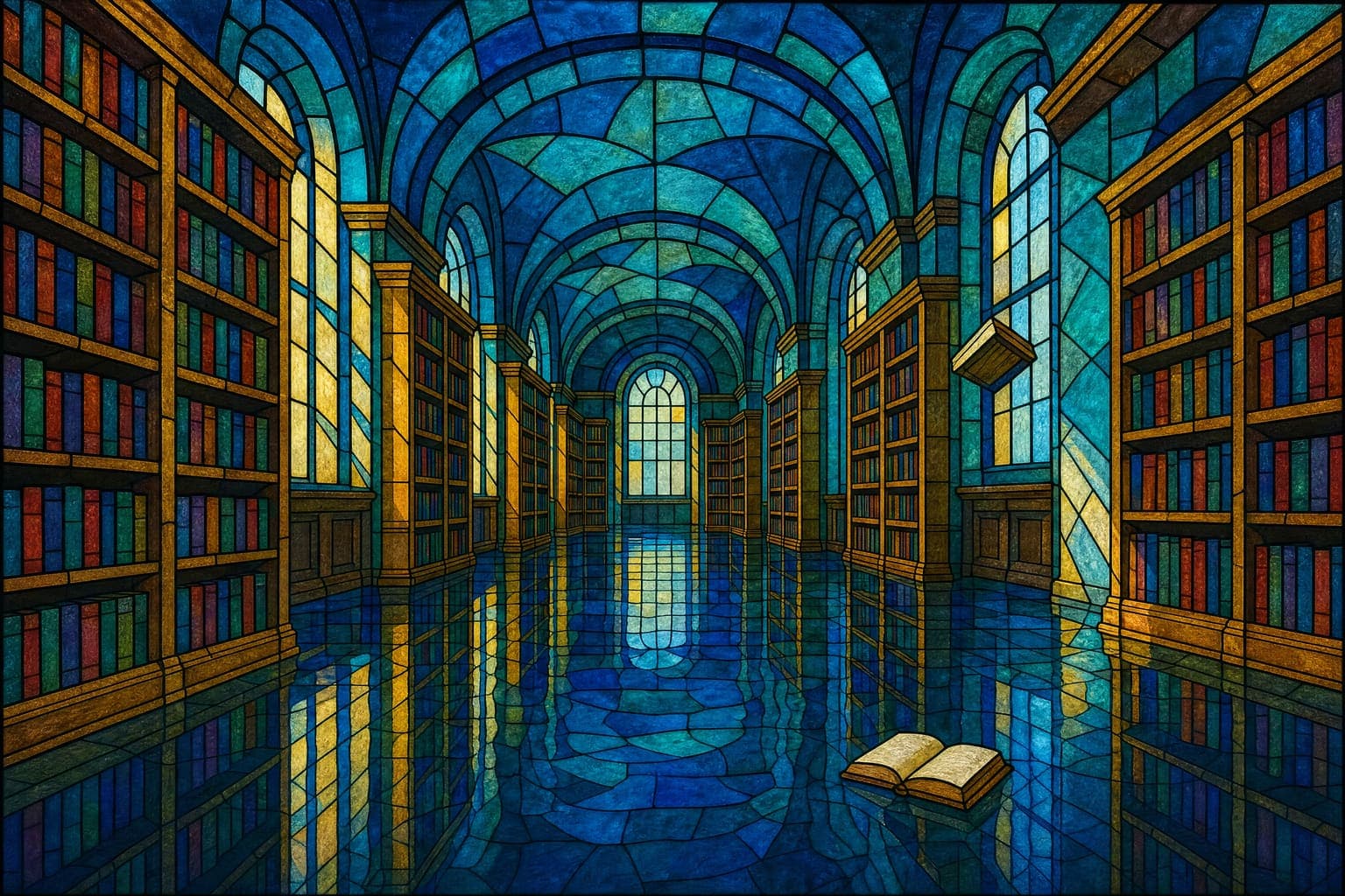 Drowned Library — Leaded Glass