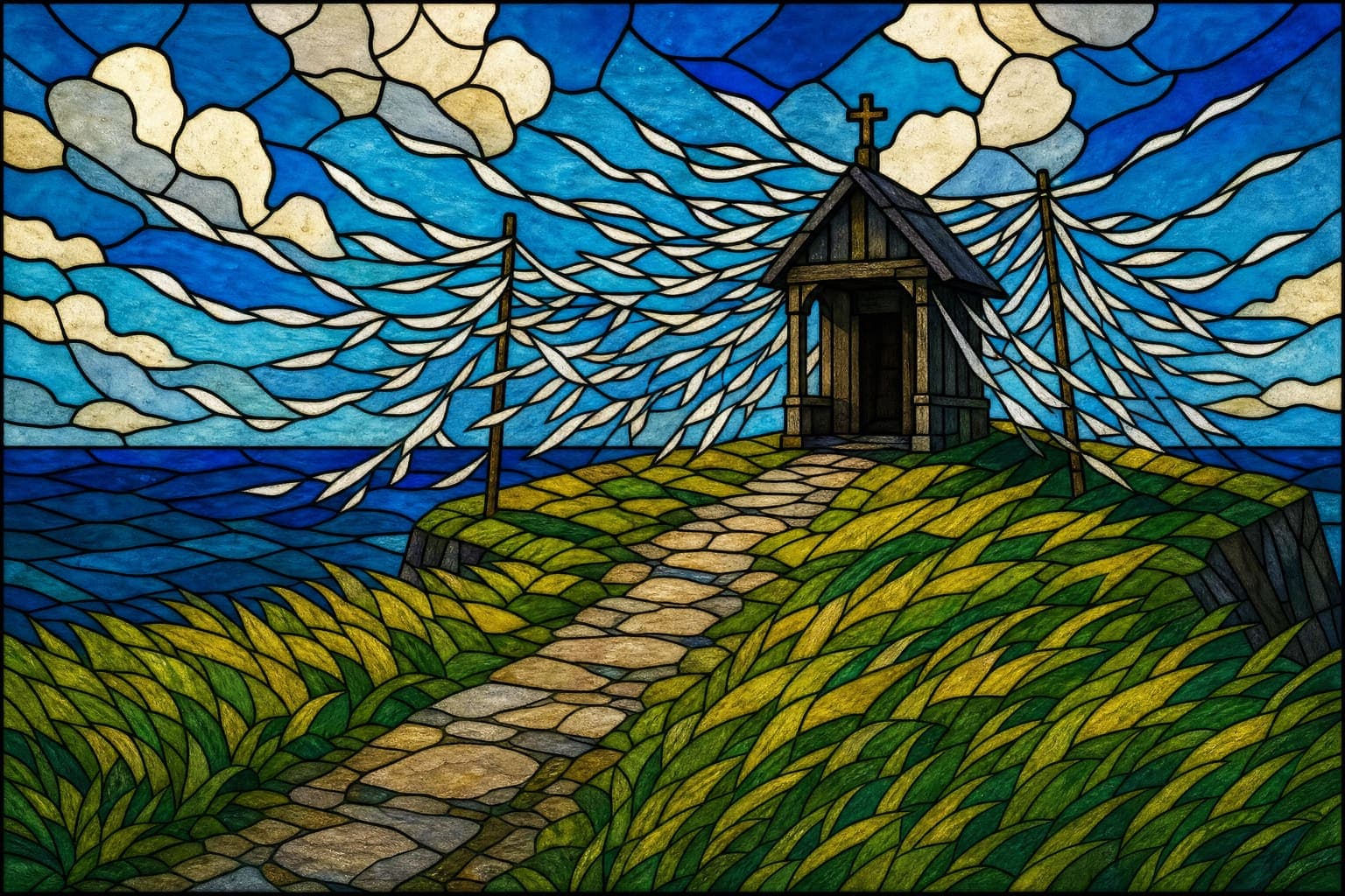 Headland Shrine in the Leaded Glass hand