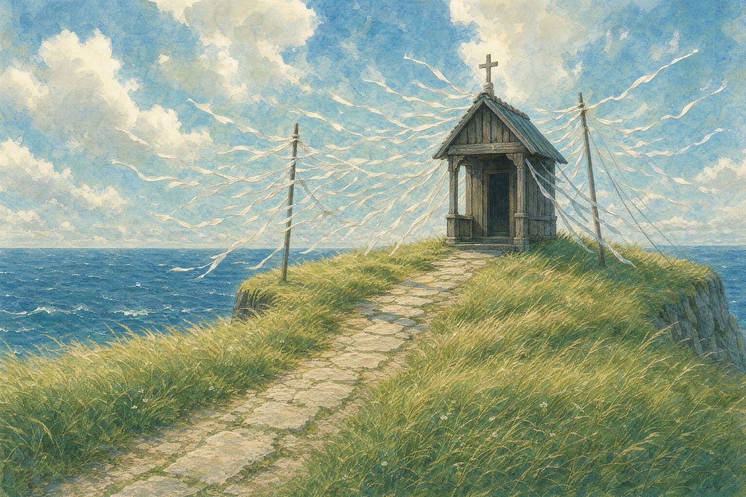 Headland Shrine, drawn in the Watercolour hand