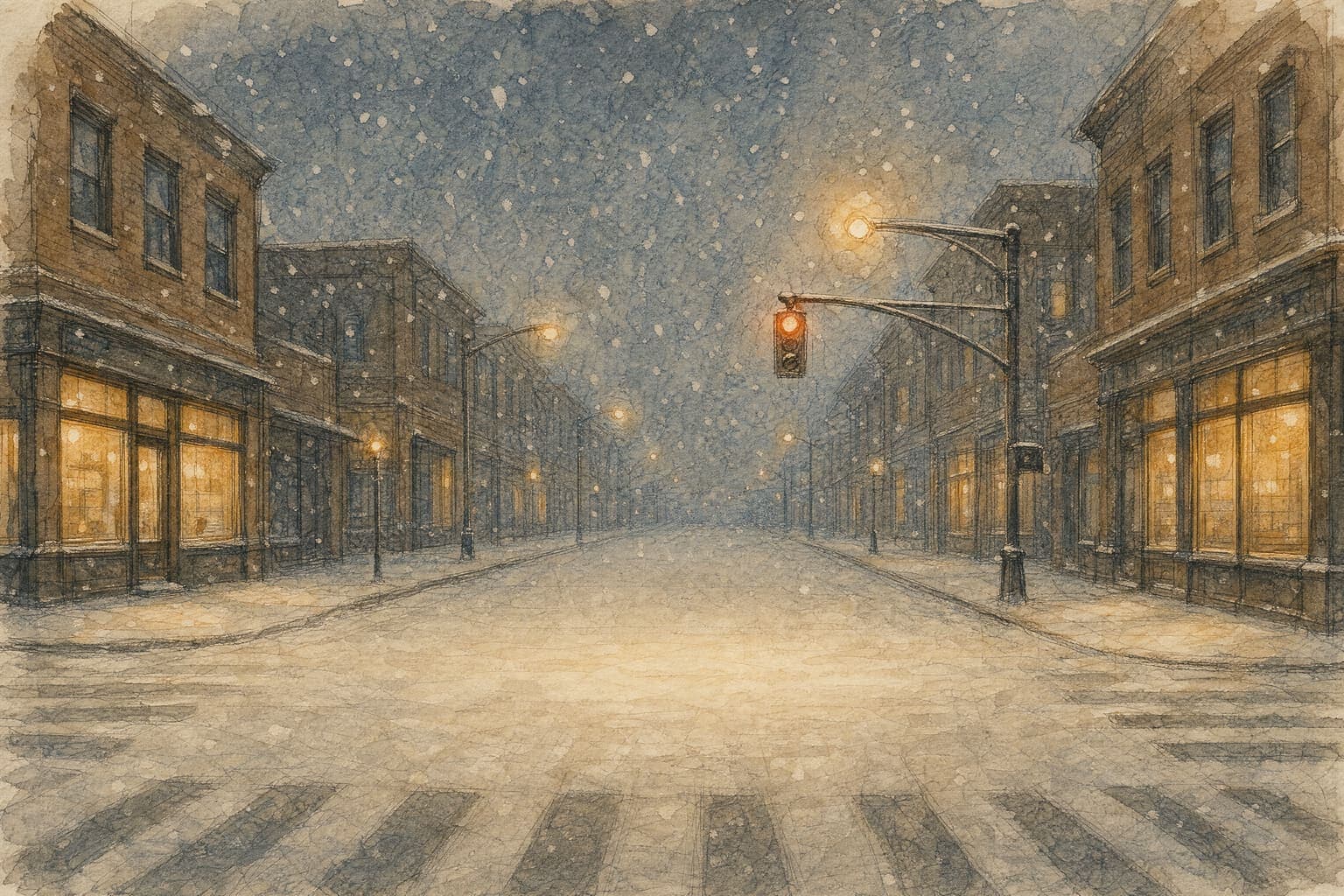 First Snow Crossing — Pencil And Tea