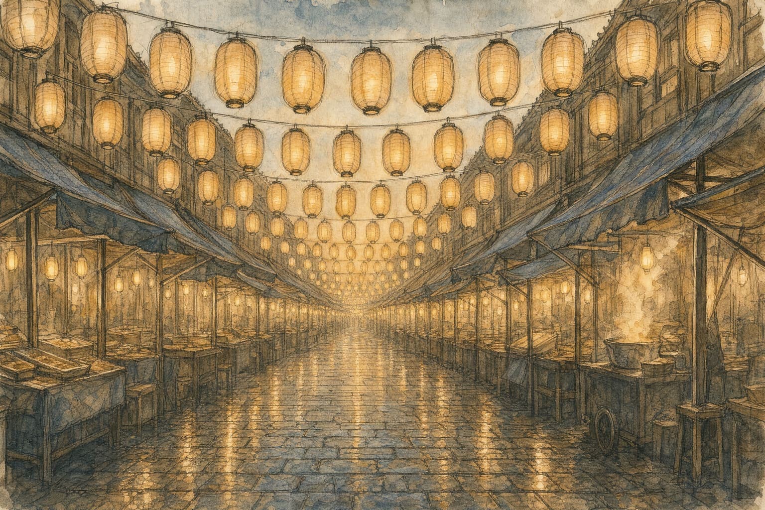 Dusk Market in the Pencil And Tea hand