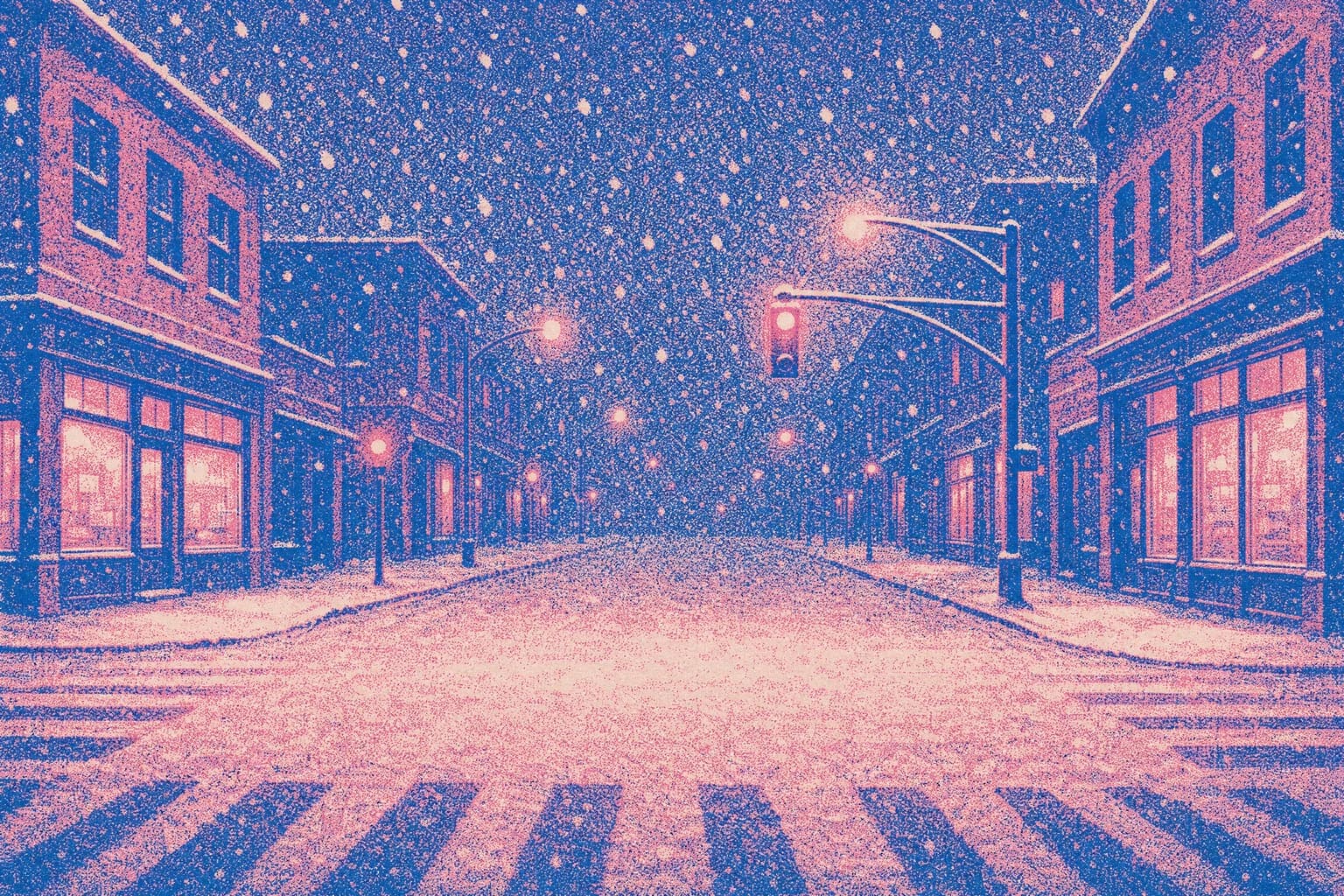 First Snow Crossing — Riso Print