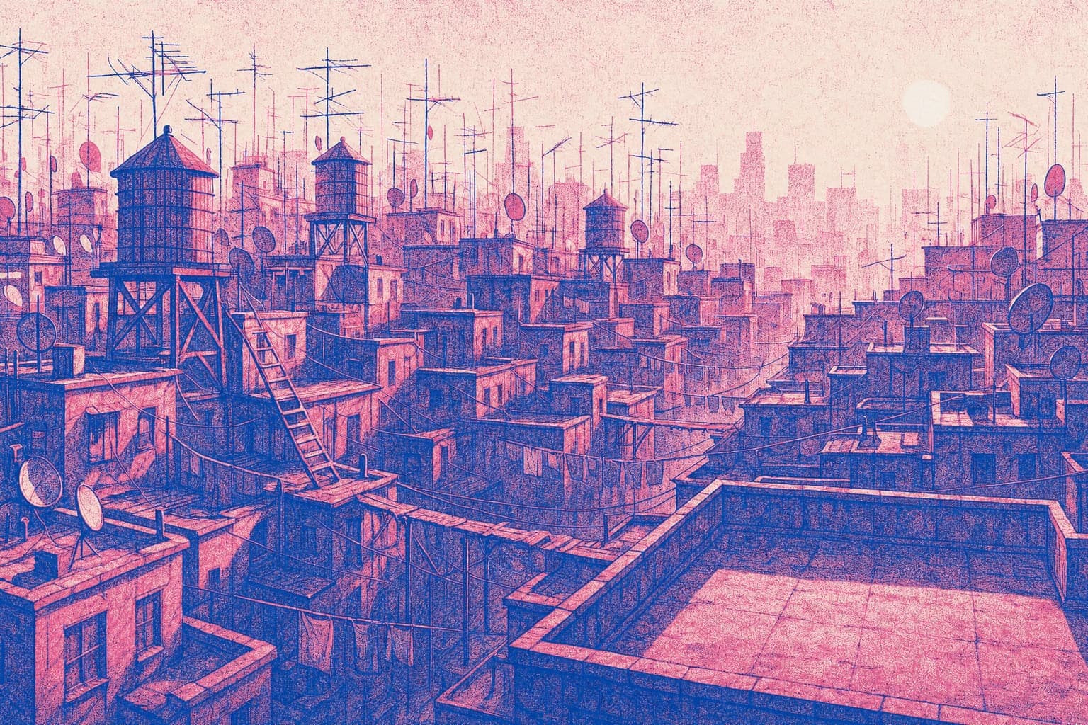 Rooftop Walk — Riso Print