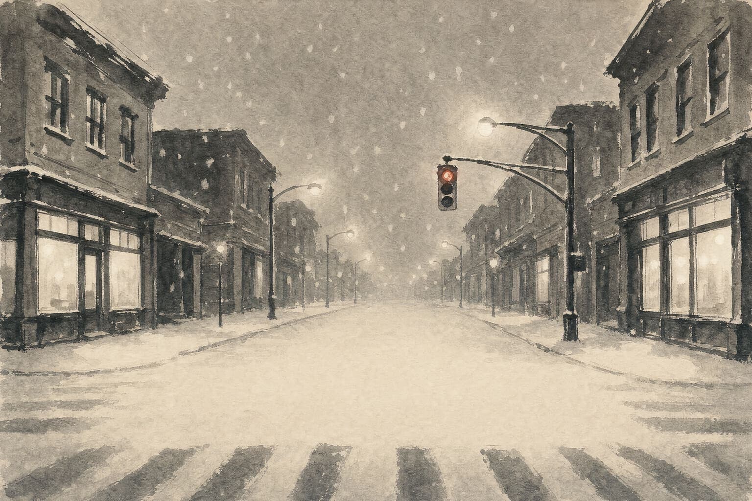 First Snow Crossing — Single Brush