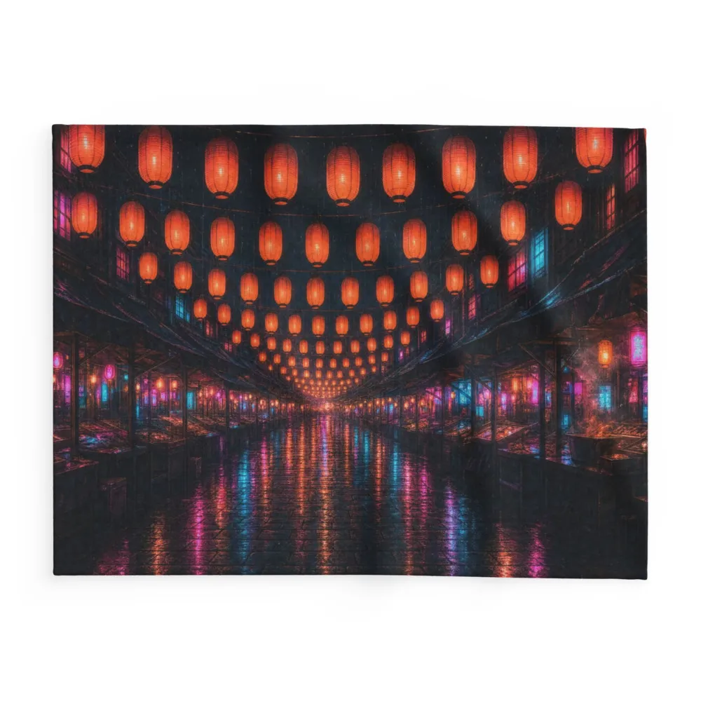 Arctic fleece blanket, Dusk Market, Wet Street