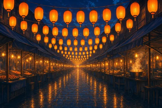 Dusk Market, drawn in the Deep Light hand