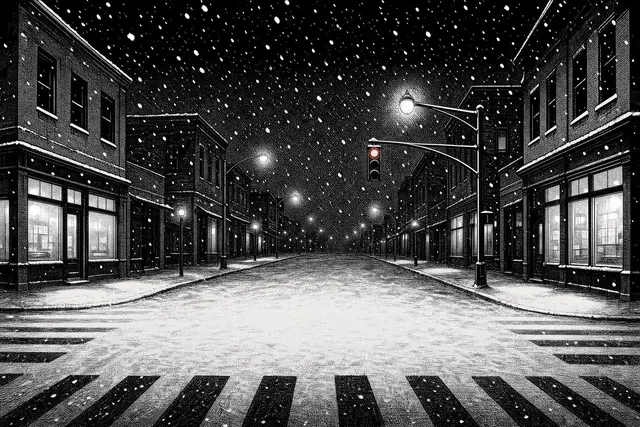 First Snow Crossing, drawn in the Screentone hand